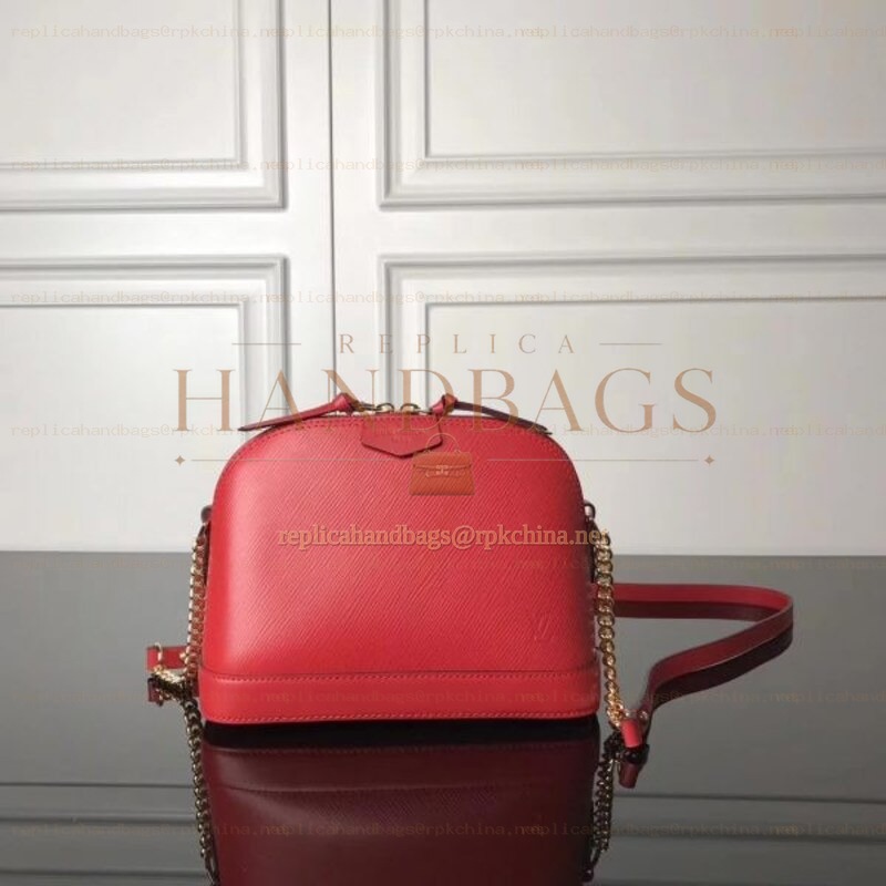 Replica Louis Vuitton Red Textured Chain Alma BB