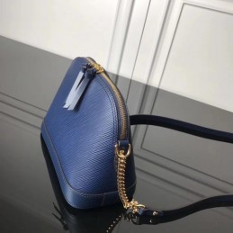 Replica Louis Vuitton Navy Blue Textured Chain Alma BB