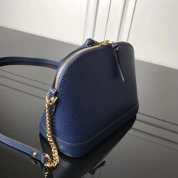 Replica Louis Vuitton Navy Blue Textured Chain Alma BB