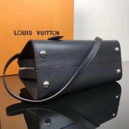 Replica Louis Vuitton Navy Blue Textured Vaneau MM