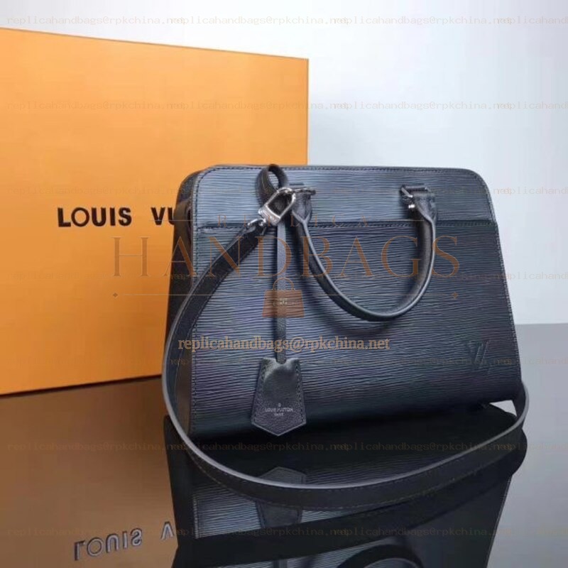 Replica Louis Vuitton Navy Blue Textured Vaneau MM