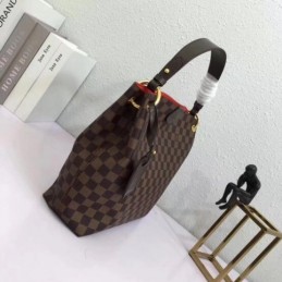 Replica Louis Vuitton Brown Damier Ebene Red Interior Graceful PM