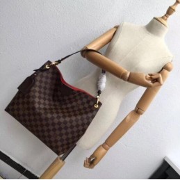 Replica Louis Vuitton Brown Damier Ebene Red Interior Graceful PM