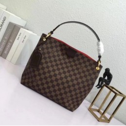 Replica Louis Vuitton Brown Damier Ebene Red Interior Graceful PM