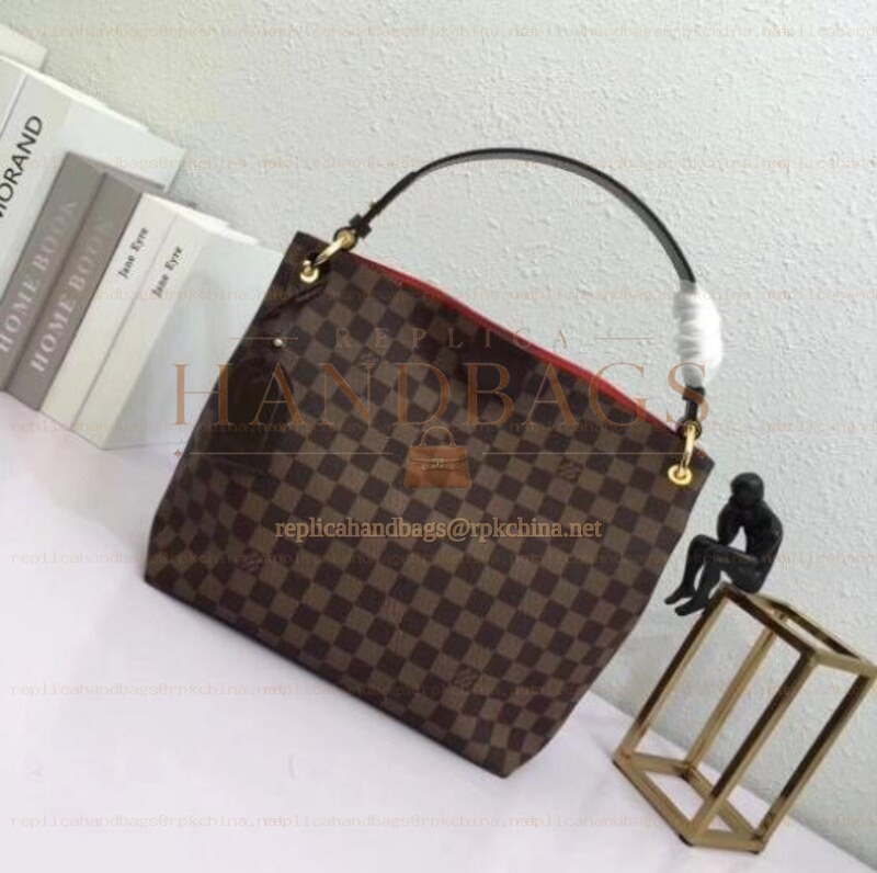 Replica Louis Vuitton Brown Damier Ebene Red Interior Graceful PM