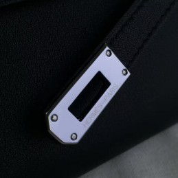 Replica Hermes Black Kelly Wallet Silver Hardware