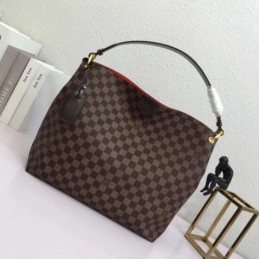 Replica Louis Vuitton Brown Damier Ebene Red Interior Graceful MM