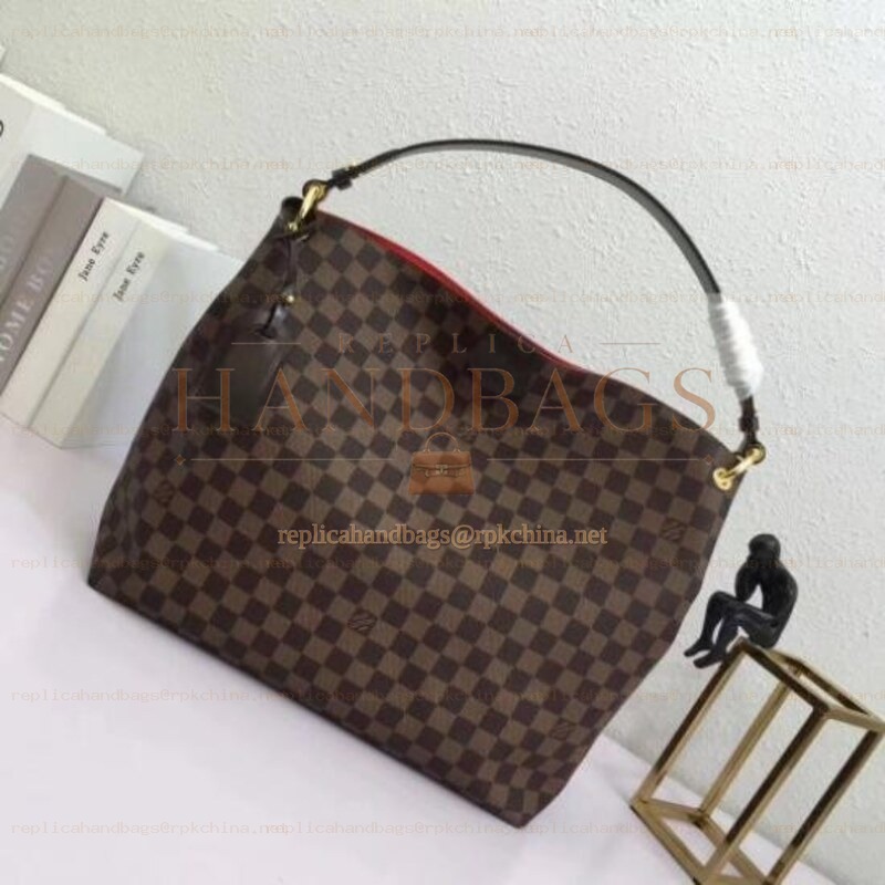 Replica Louis Vuitton Brown Damier Ebene Red Interior Graceful MM