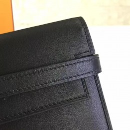 Replica Hermes Black Kelly Wallet Silver Hardware