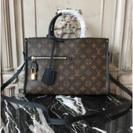 Replica Louis Vuitton Brown Monogram Black Trim Popincourt PM