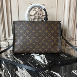 Replica Louis Vuitton Brown Monogram Black Trim Popincourt PM