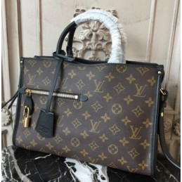 Replica Louis Vuitton Brown Monogram Black Trim Popincourt PM