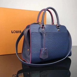 Replica Louis Vuitton Navy Blue Red Trim Vaneau MM