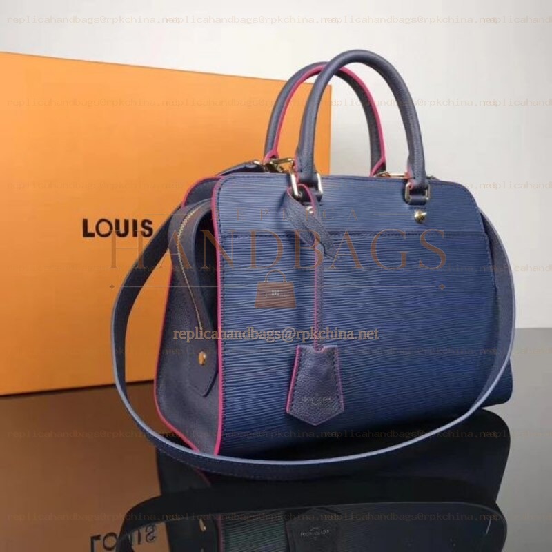Replica Louis Vuitton Navy Blue Red Trim Vaneau MM