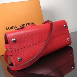 Replica Louis Vuitton Red Textured Vaneau MM