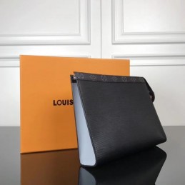 Replica Louis Vuitton Black Epi Leather Pochette Voyage MM Wristlet