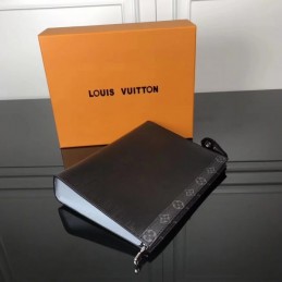 Replica Louis Vuitton Black Epi Leather Pochette Voyage MM Wristlet