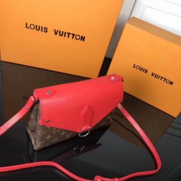 Replica Louis Vuitton Brown Monogram Red Flap Saint Michel - Style 2