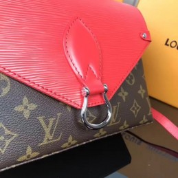 Replica Louis Vuitton Brown Monogram Red Flap Saint Michel - Style 2