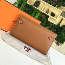 Replica Hermes Brown Kelly Wallet Silver Hardware