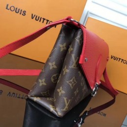 Replica Louis Vuitton Brown Monogram Red Flap Saint Michel - Style 2