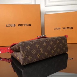 Replica Louis Vuitton Brown Monogram Red Flap Saint Michel - Style 2