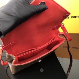 Replica Louis Vuitton Brown Monogram Red Flap Saint Michel - Style 2