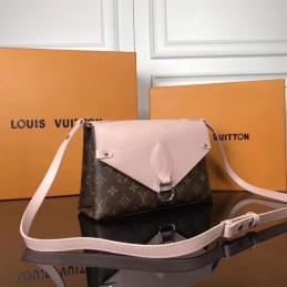 Replica Louis Vuitton Brown Monogram Pale Pink Flap Saint Michel - Style 2