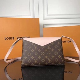 Replica Louis Vuitton Brown Monogram Pale Pink Flap Saint Michel - Style 2