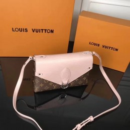 Replica Louis Vuitton Brown Monogram Pale Pink Flap Saint Michel - Style 2