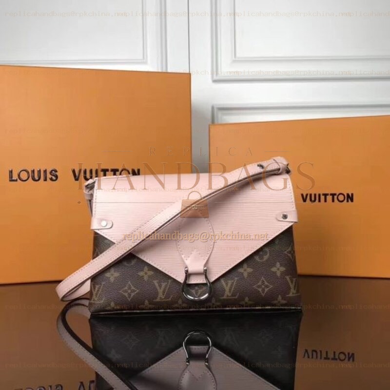 Replica Louis Vuitton Brown Monogram Pale Pink Flap Saint Michel - Style 2