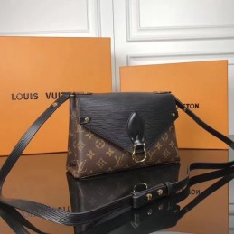Replica Louis Vuitton Brown Monogram Black Flap Saint Michel - Style 2