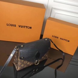 Replica Louis Vuitton Brown Monogram Black Flap Saint Michel - Style 2
