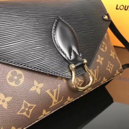 Replica Louis Vuitton Brown Monogram Black Flap Saint Michel - Style 2