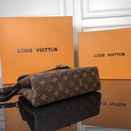 Replica Louis Vuitton Brown Monogram Black Flap Saint Michel - Style 2
