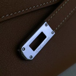 Replica Hermes Brown Kelly Wallet Silver Hardware