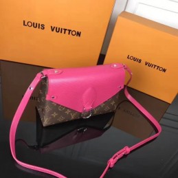 Replica Louis Vuitton Brown Monogram Fuchsia Flap Saint Michel