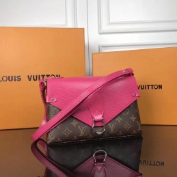 Replica Louis Vuitton Brown Monogram Fuchsia Flap Saint Michel