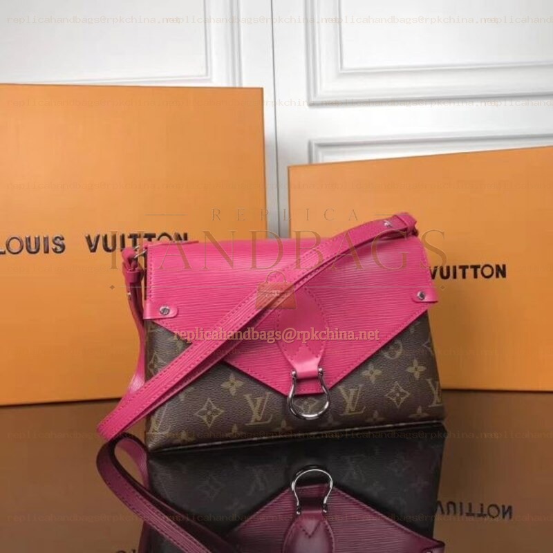 Replica Louis Vuitton Brown Monogram Fuchsia Flap Saint Michel