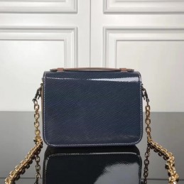 Replica Louis Vuitton Navy Blue Textured Chain Metis Pochette