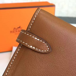 Replica Hermes Brown Kelly Wallet Silver Hardware