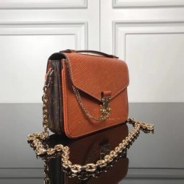 Replica Louis Vuitton Orange Textured Chain Metis Pochette