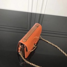 Replica Louis Vuitton Orange Textured Chain Metis Pochette