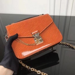 Replica Louis Vuitton Orange Textured Chain Metis Pochette