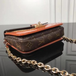 Replica Louis Vuitton Orange Textured Chain Metis Pochette