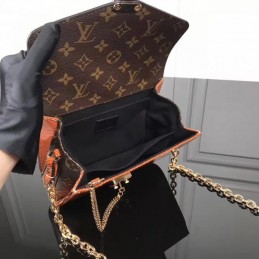 Replica Louis Vuitton Orange Textured Chain Metis Pochette
