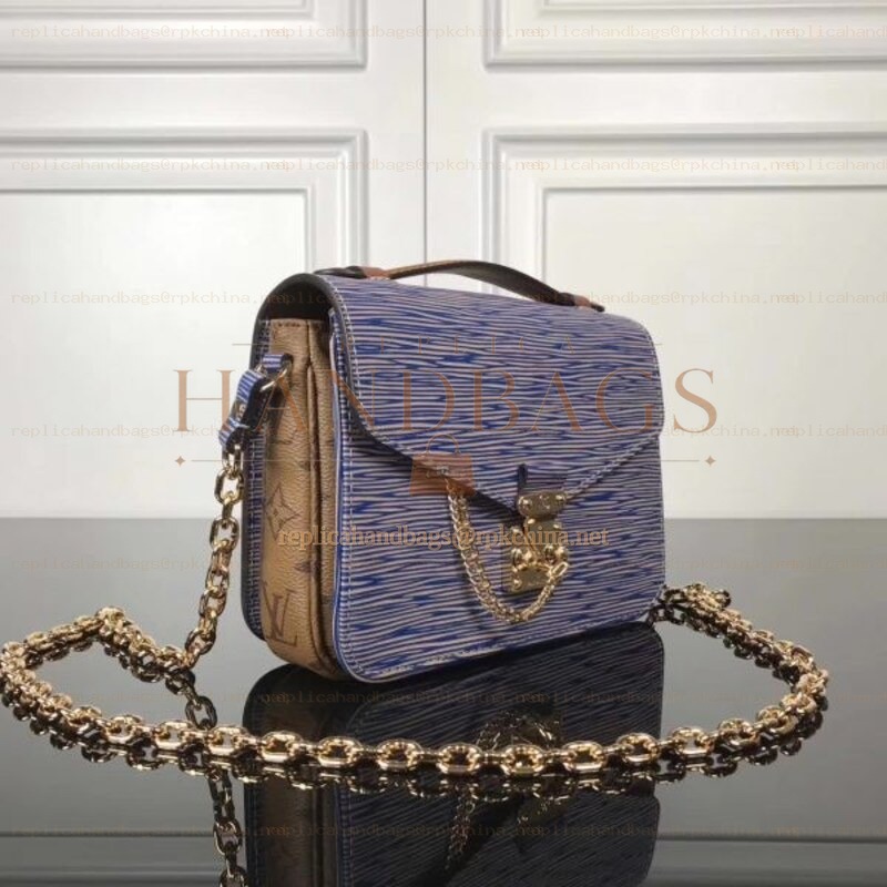 Replica Louis Vuitton Blue Monogram Chain Metis Pochette