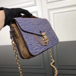 Replica Louis Vuitton Blue Monogram Chain Metis Pochette