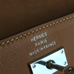 Replica Hermes Brown Kelly Wallet Silver Hardware