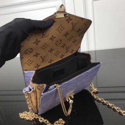 Replica Louis Vuitton Blue Monogram Chain Metis Pochette